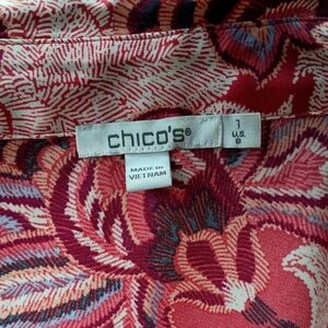 Chico's Vibrant Red and Pink Patterned Blouse